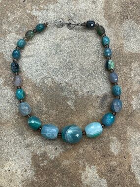 Teal Agate Beaded Necklace - Women Jewelry
